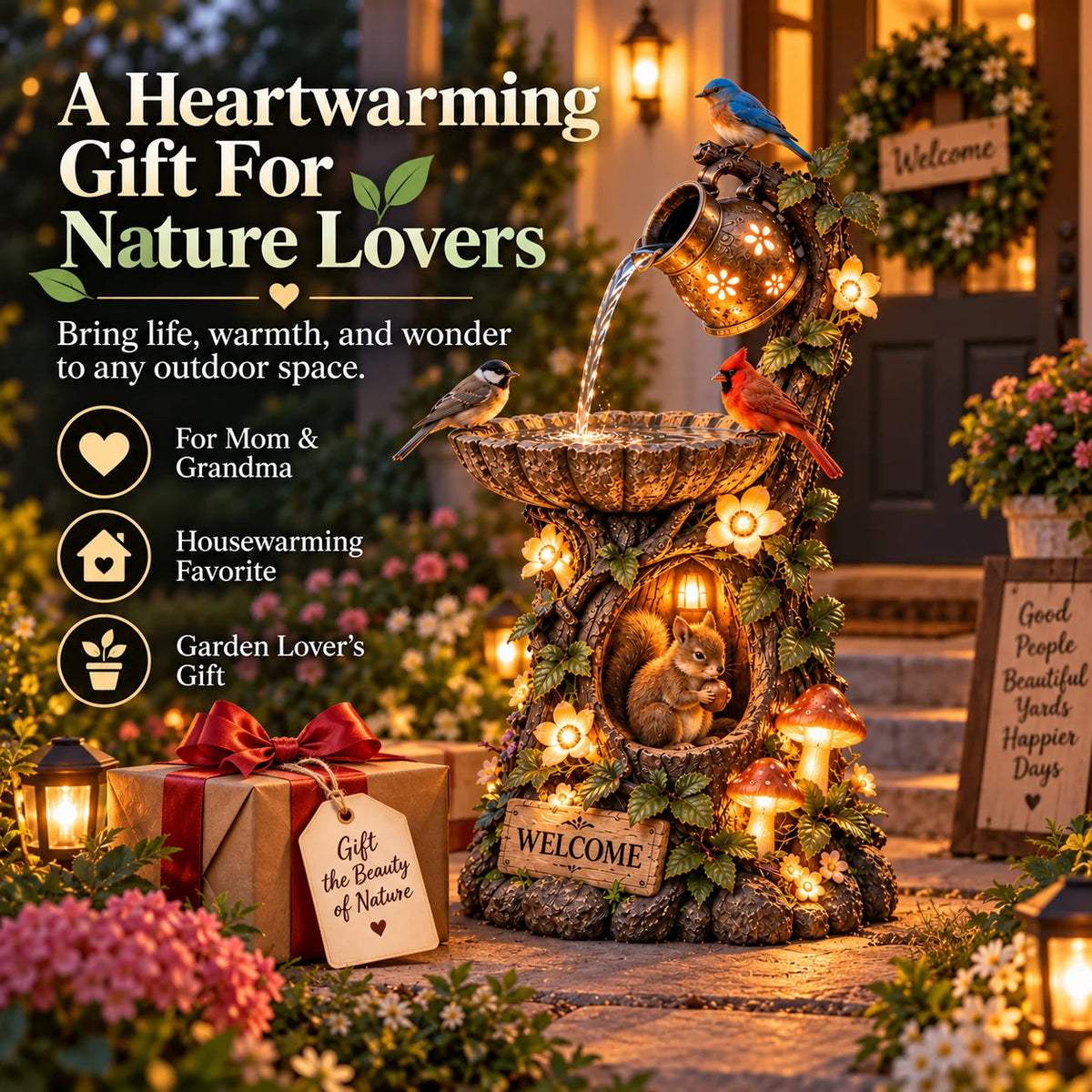 🐿️ Solar Birdbath Fountain Garden Decor – A Cozy Wildlife Haven For Your Yard🍃