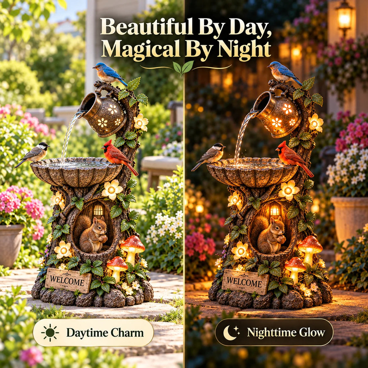 🐿️ Solar Birdbath Fountain Garden Decor – A Cozy Wildlife Haven For Your Yard🍃