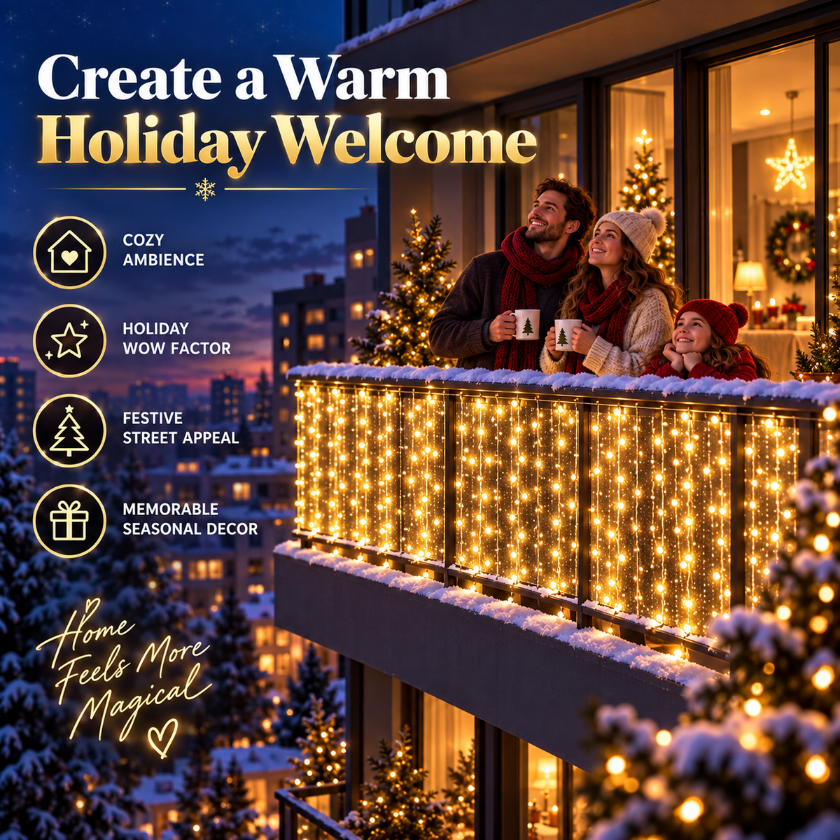 🎅 Smart RGB Pixel Curtain Lights – App-Controlled Animated Holiday Display for Balcony & Window Decor-1.6m*1.6m