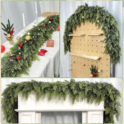 🎄 2-Piece 6FT Real-Touch Cedar Garland – Lifelike Christmas Greenery for Mantel, Staircase & Holiday Decor