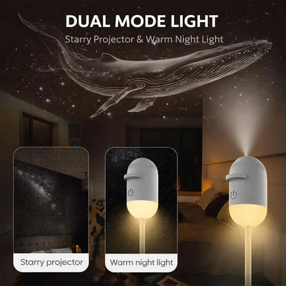 2-in-1 Galaxy Projector Night Light | USB Mini Star & Moon Projector for Bedroom, Adjustable Brightness, 360° Projection