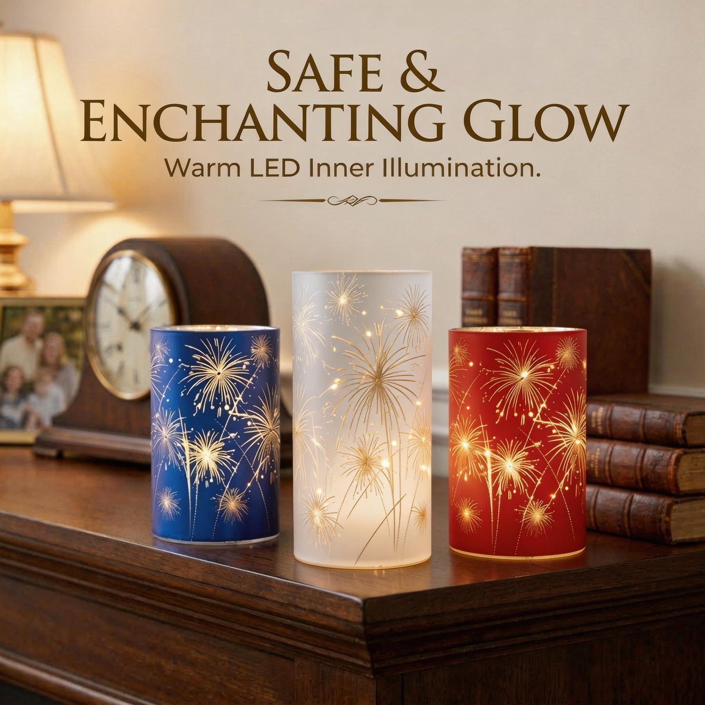 🔥Celebration Firework Lanterns – Premium Patriotic Red, White & Blue Trio
