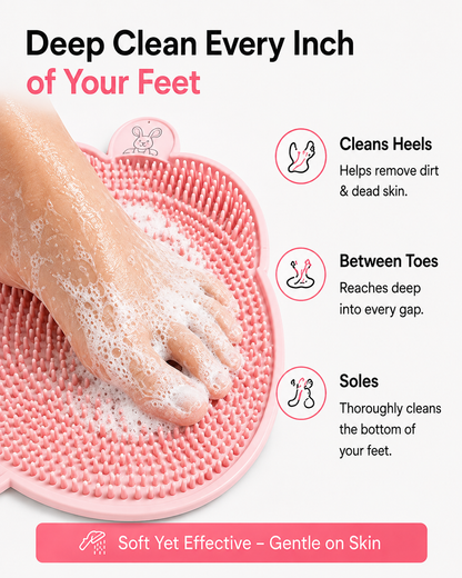 Hands-Free Foot Scrubber Bath Mat | Shower Foot Cleaning Mat