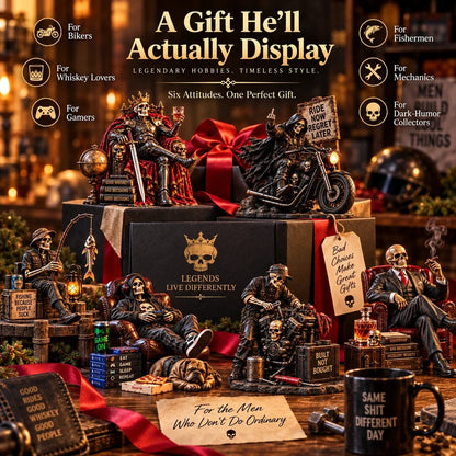 💀 Bad to the Bone™ – Dark Humor Skeleton Collectibles | 6 Legendary Styles