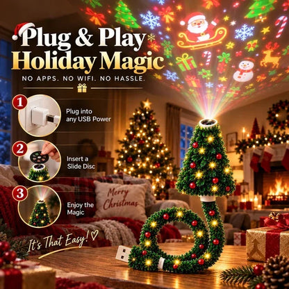 Magical Christmas Tree USB Projector Light – Festive Holiday Atmosphere Lamp