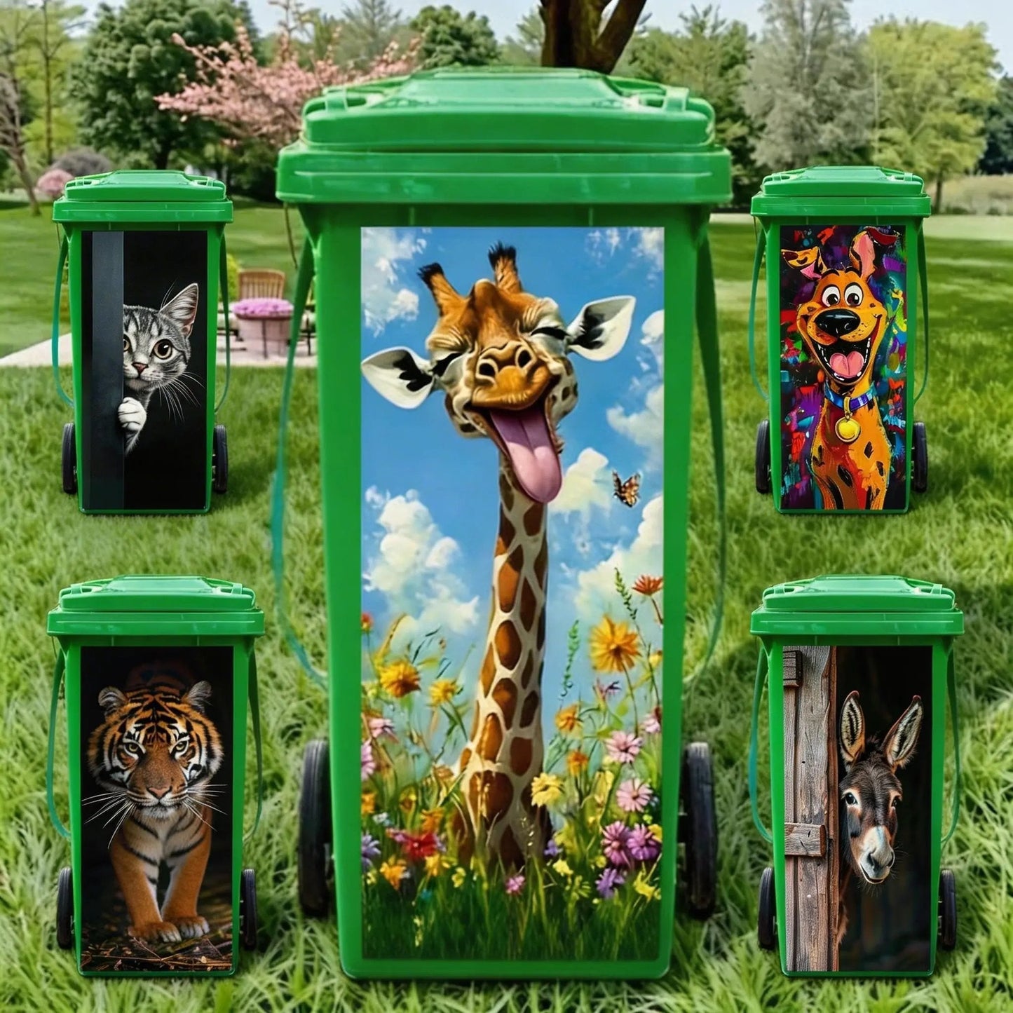 🗑️Creative Trash Can Sticker with Colourful Cartoon