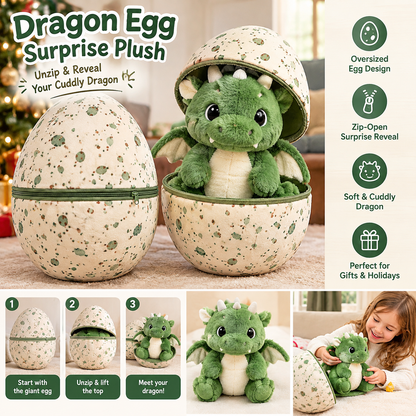 🐉 Giant Dragon Egg Surprise Plush – Unzip & Reveal Your Cuddly Dragon 🥚✨