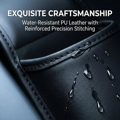 Leather car door storage pocket - double-layer compartments