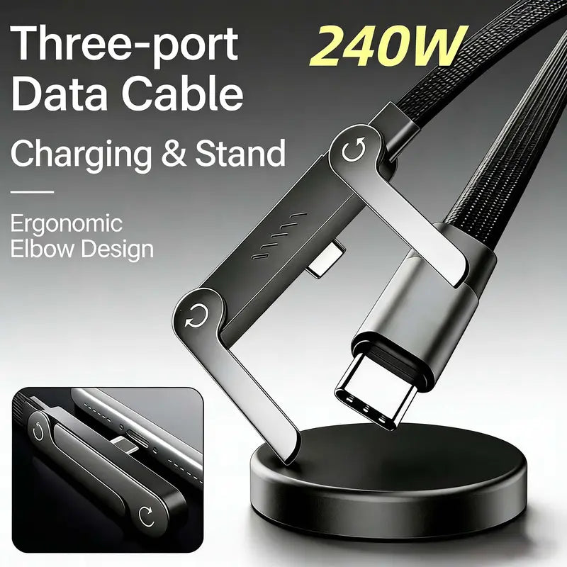 HOT SALE⚡️240w super fast charging📱Invisible Holder Charger Cable with Stand