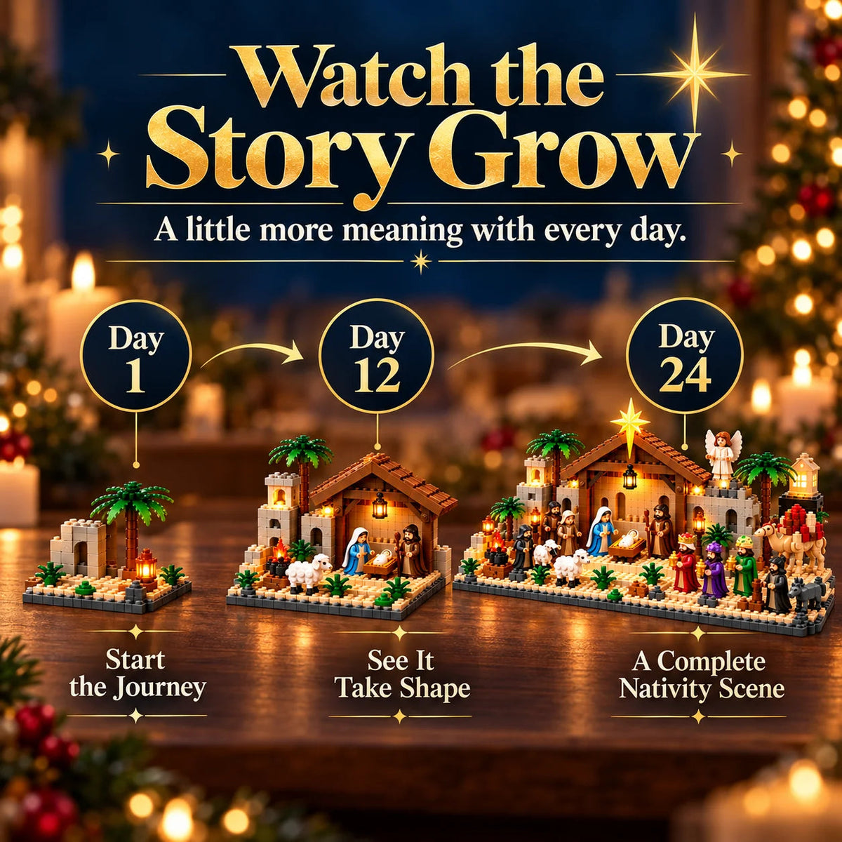 🏠Nativity Advent Calendar – 24-day Buildable Christmas Nativity Set