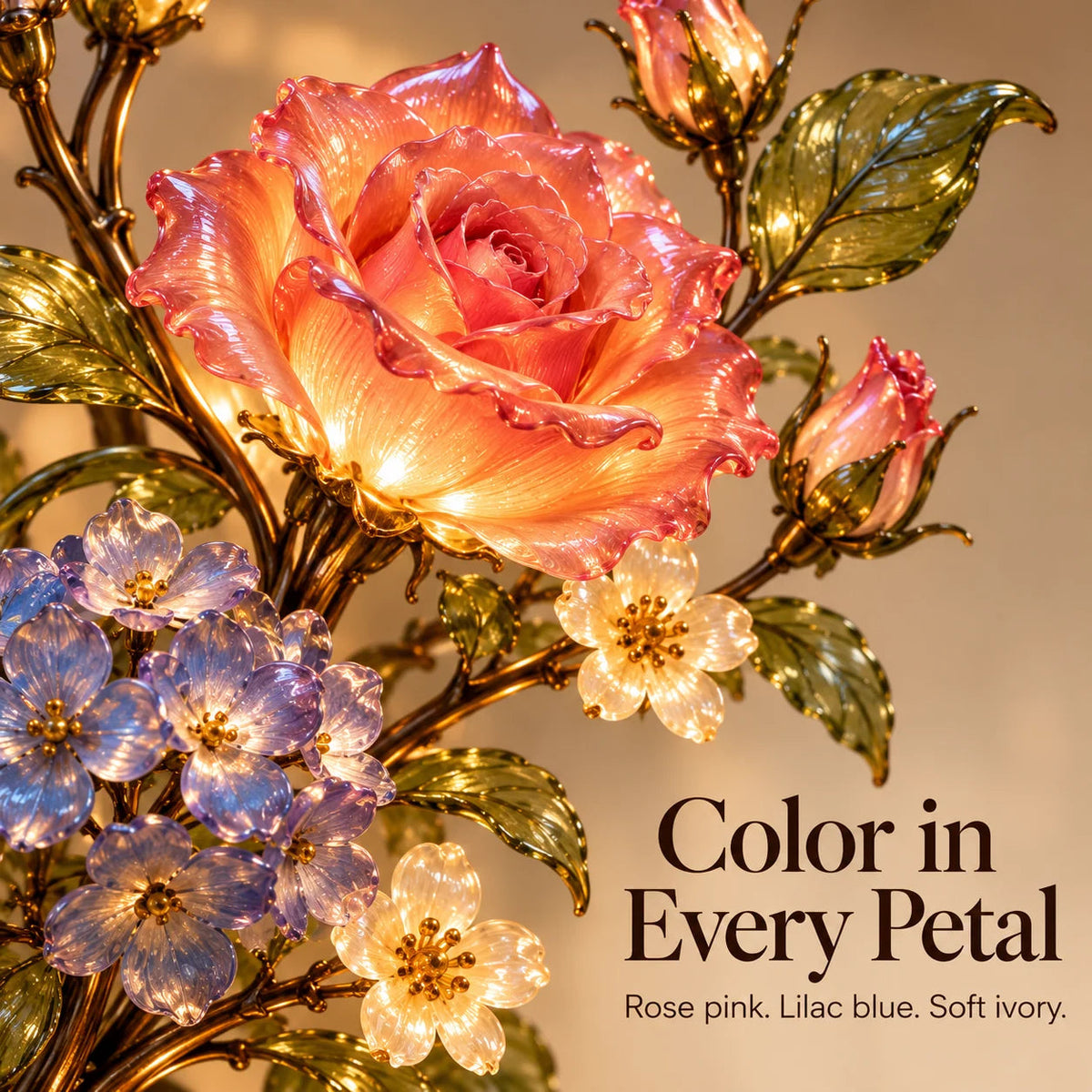 🌷🌹🌻 Eternal Bloom – Vintage Rose & Cardinal Table Lamp
