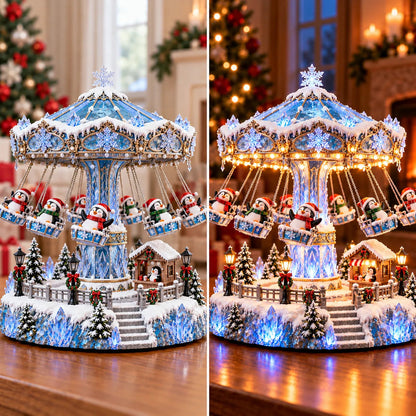 🐧 Penguin Winter Swing Carousel – Light-Up Rotating Christmas Decoration
