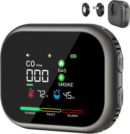 ⚡Smart 6-in-1 Gas Detector – CO Smoke & Gas Leak Alarm With LCD Display