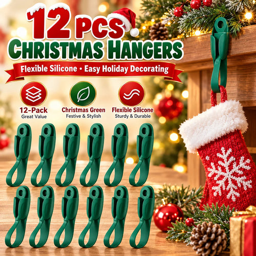 🎅🎄12/24 Pack Reusable Silicone Adhesive Christmas Garland Hooks 7.87'