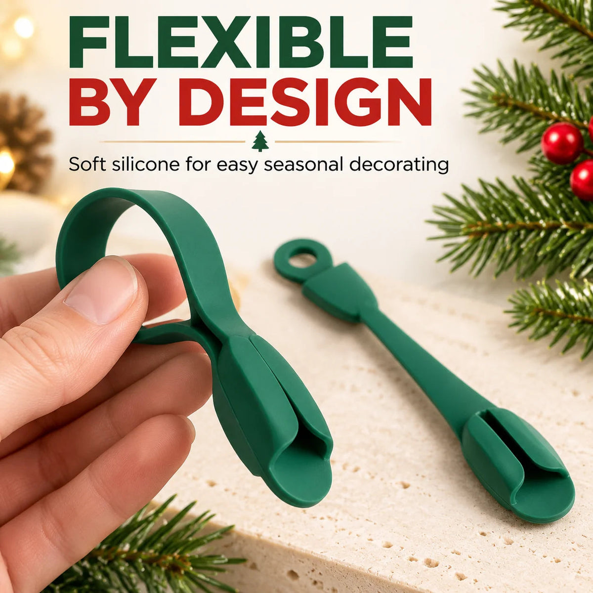 🎅🎄12/24 Pack Reusable Silicone Adhesive Christmas Garland Hooks 7.87'