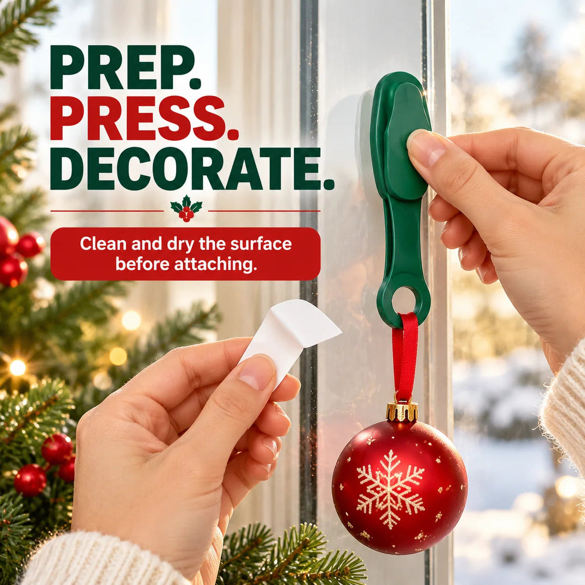 🎅🎄12/24 Pack Reusable Silicone Adhesive Christmas Garland Hooks 7.87'