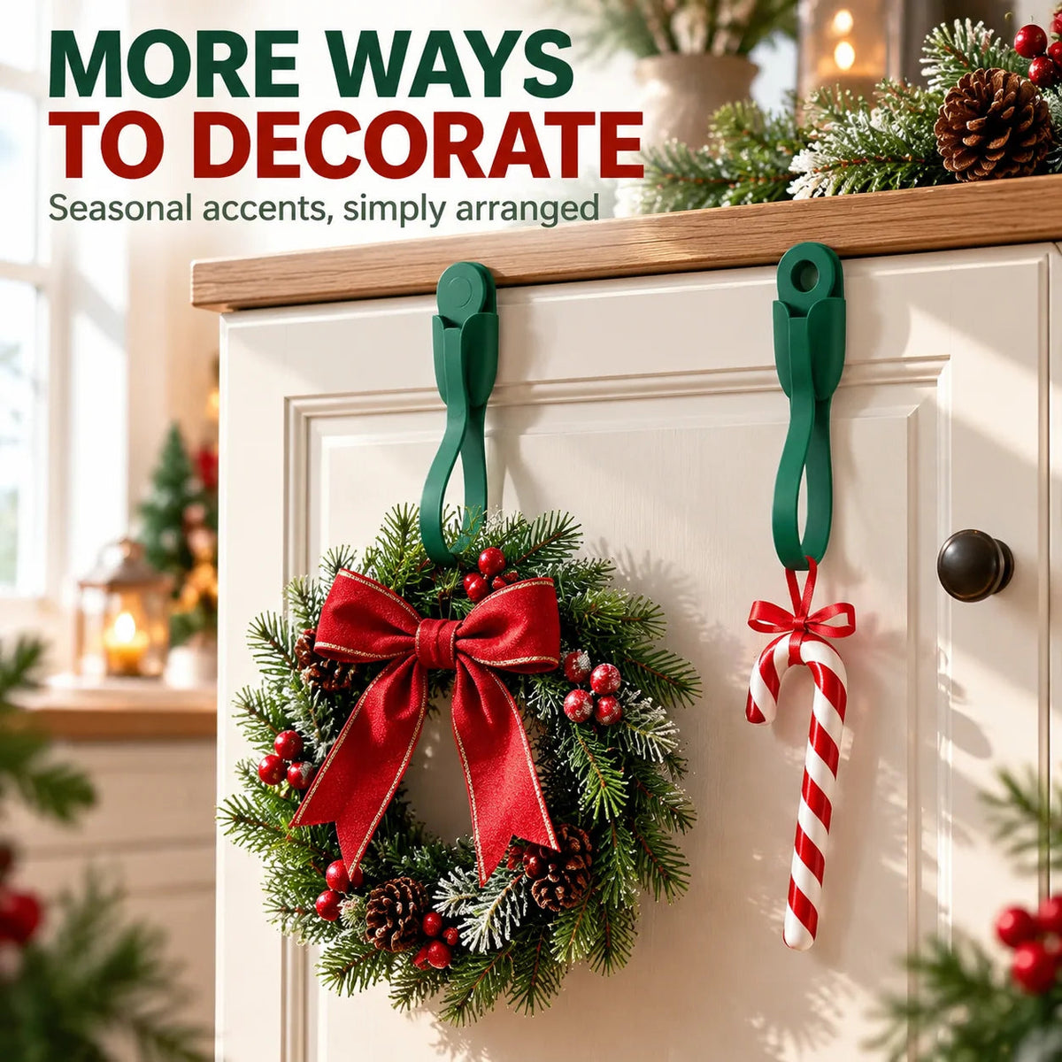 🎅🎄12/24 Pack Reusable Silicone Adhesive Christmas Garland Hooks 7.87'