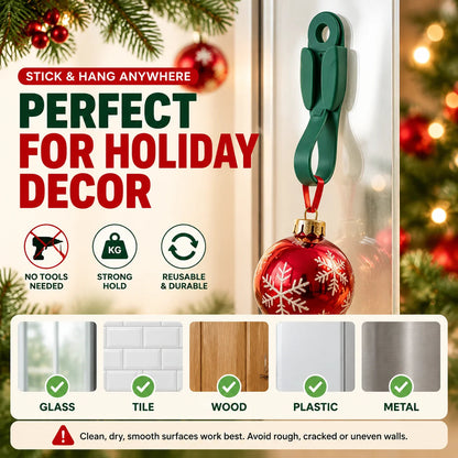 🎅🎄12/24 Pack Reusable Silicone Adhesive Christmas Garland Hooks 7.87'