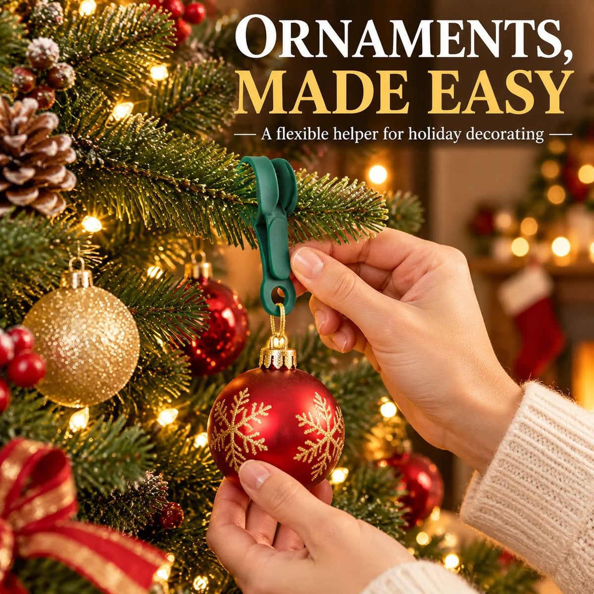 🎅🎄12/24 Pack Reusable Silicone Adhesive Christmas Garland Hooks 7.87'