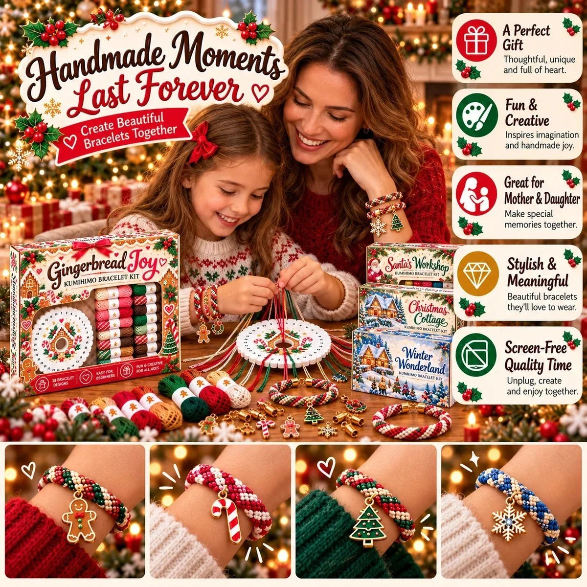 🎄 Christmas Bracelet Making Kit | Diy Braided Friendship Bracelets & Creative Handmade Holiday Gifts 🧶