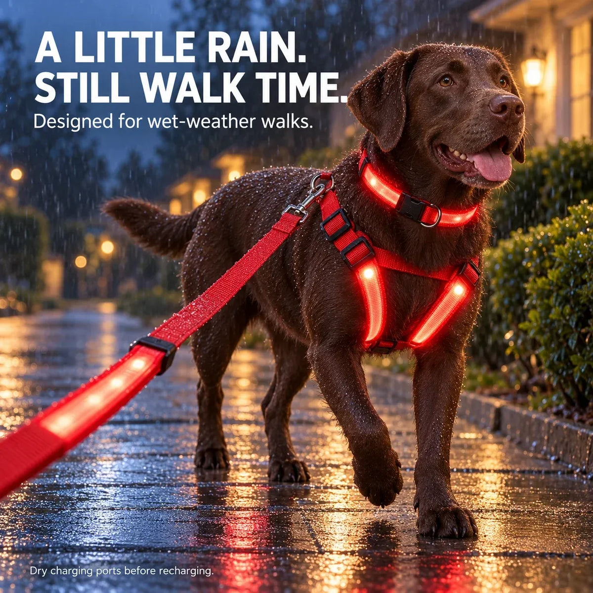 🐕 Rechargeable LED Dog Walking Kit ✨ Light-Up Harness
