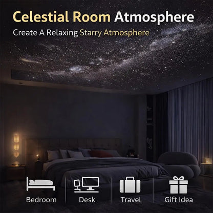 2-in-1 Galaxy Projector Night Light | USB Mini Star & Moon Projector for Bedroom, Adjustable Brightness, 360° Projection