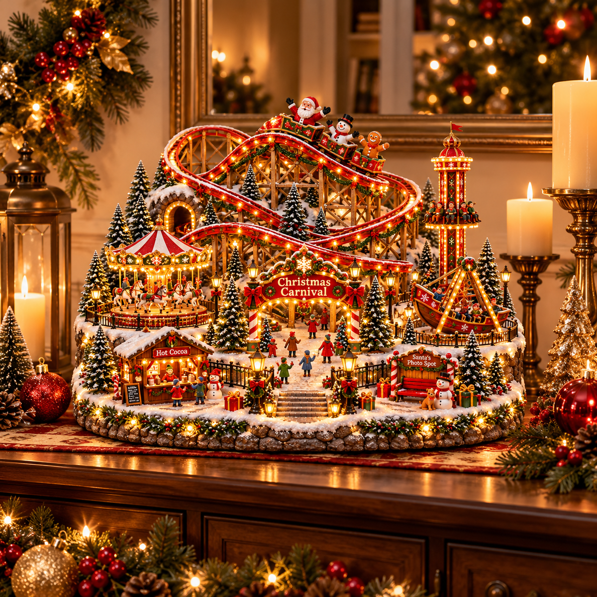 🎄 Animated Christmas Carnival Village – Moving Rides & Lighted Holiday Display 🎢