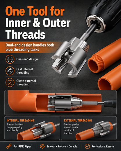 2-in-1 PPR Pipe Threading Tool | 1/2 & 3/4 in