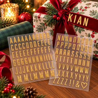 🎁✨ Personalized Gold Alphabet Stickers – Make Every Gift Extra Special!