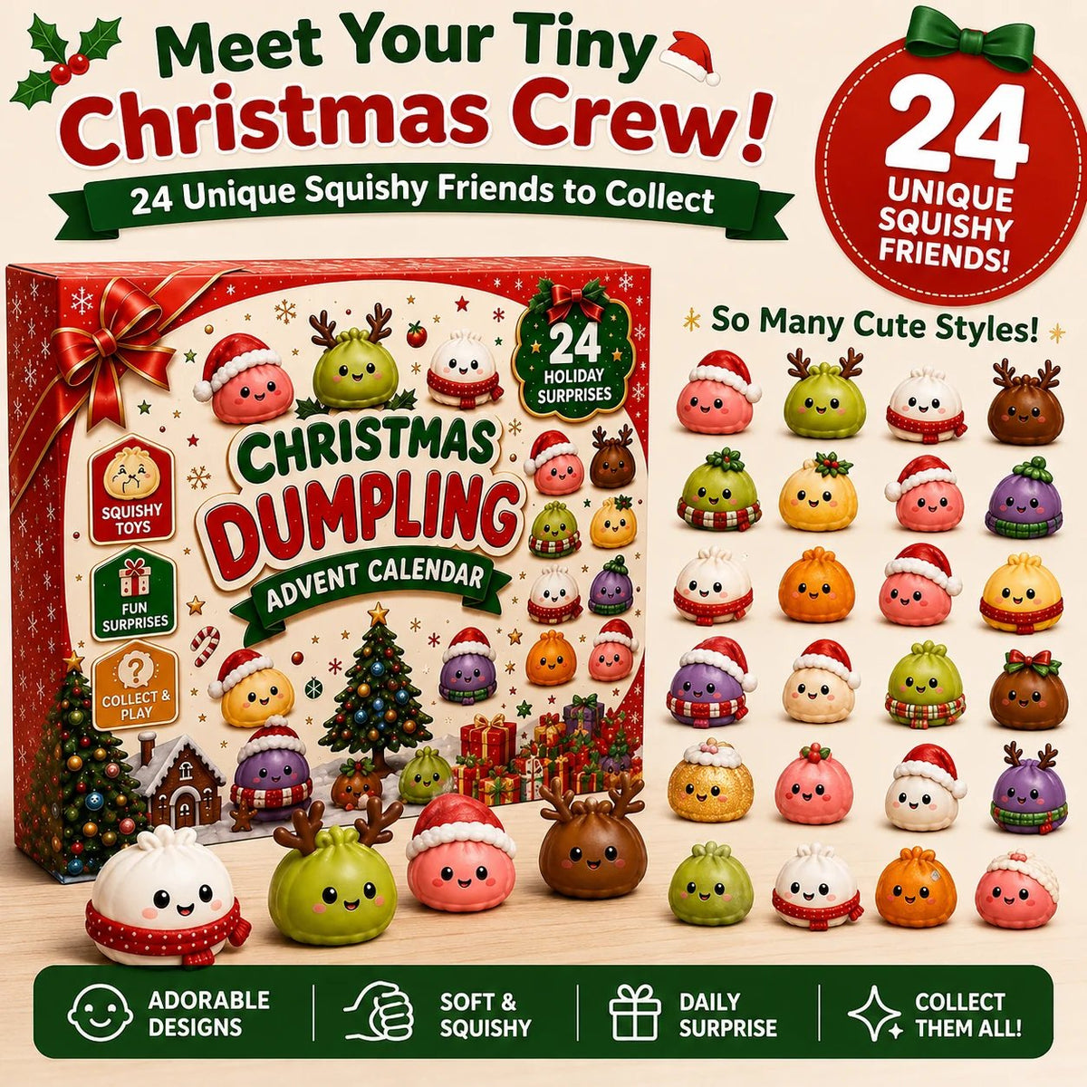 🎄 CHRISTMAS SPECIAL | 24 Days of Mini Squishies – Cute 2026 Advent Calendar with Daily Dumpling Surprises