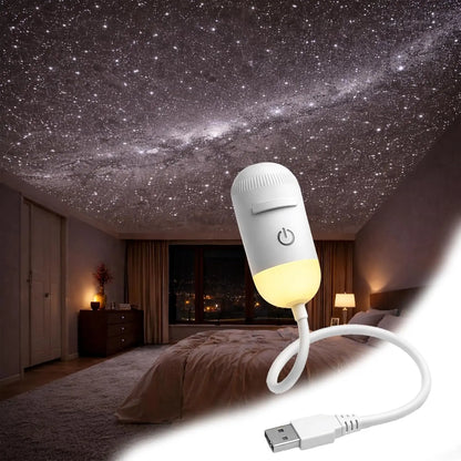 2-in-1 Galaxy Projector Night Light | USB Mini Star & Moon Projector for Bedroom, Adjustable Brightness, 360° Projection