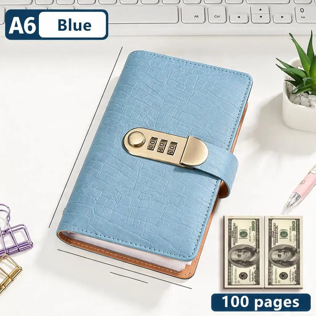 100-Transparent-Pocket Currency Collectors Album, Top-Grade PU Leather, Password Lock, Durable Material, Secure Protection, Large Capacity Storage, High Clarity Transparent Sleeves, Banknote Binder, Gift-Ready Office Accounting Supplies for Gift Use, 100