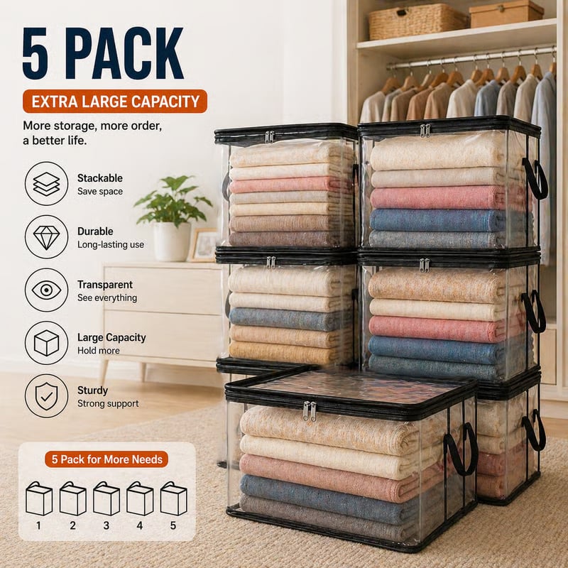 🧺Large Clear Storage Box✨ Keep Your Home Organized