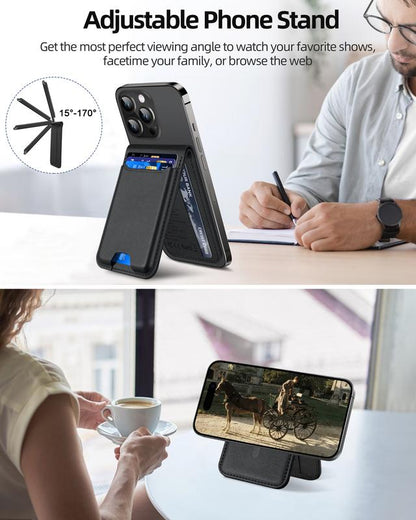 for Magsafe Wallet, Works with , Strongest Magnetic Wallet for Phone 16 15/14/13/12 promax plus Series, for Phone Wallet with Adjustable Stand, Wallet Tracker, 4 Cards Holder, Vegan Leather