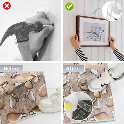 ✨Super strong double-sided nano tape, heavy-duty transparent reusable residue-free magic tape
