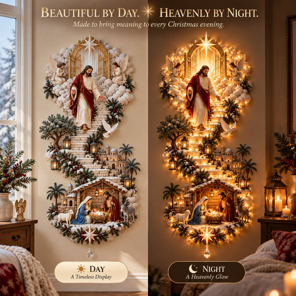 🎀✨ Last Day – 60% OFF!✨ Jesus Light of Heaven Christmas Wall Hanging✝️