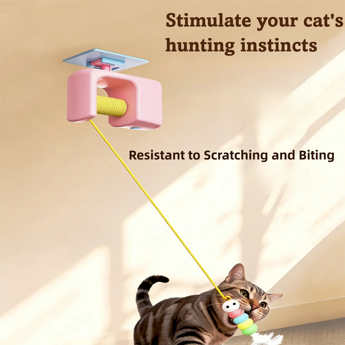 🔥Interactive Cat Toys, Echargeable HangingDoor Cat Toy with Replacement Toy and Elastic Rope, Automatic Electric Flying Feather Cat Toy for Chase Exercise Enrichment Stimulation, Durable Safe Hanging Toy for Bored Kittens Adult Multi Cat Households teaser