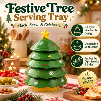 🎄 5-Layer Christmas Tree Serving Tray – Stackable Snack & Dip Bowls, Festive Holiday Table Decor & Christmas Gift 🎁