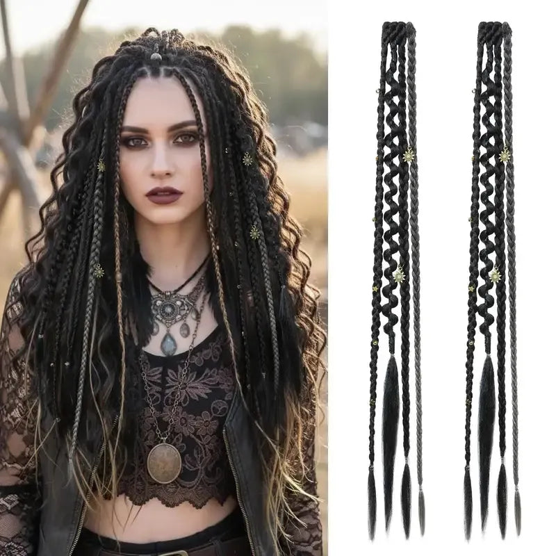 🌿 Boho Beaded Clip-In Braids – Effortless Festival & Everyday Hair Transformation