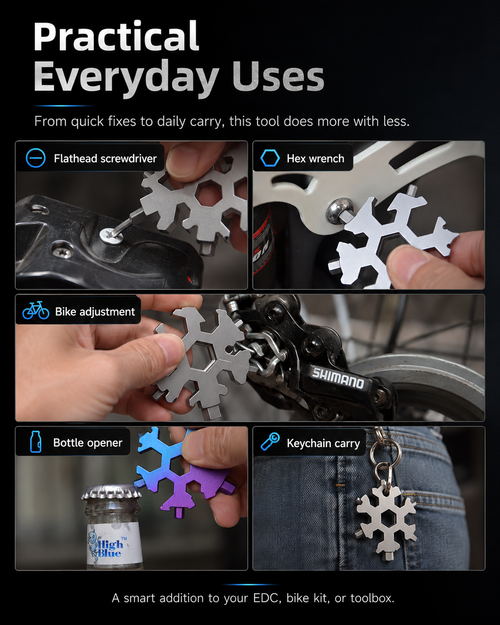🔧 18-in-1 Snowflake Multi-Tool Wrench | Compact EDC Tool