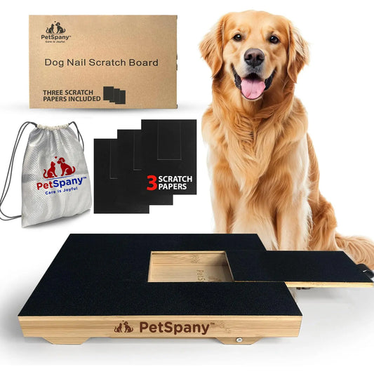 🪵 Premium Wooden Dog Nail File Toy – Scratch Board with Treat Drawer