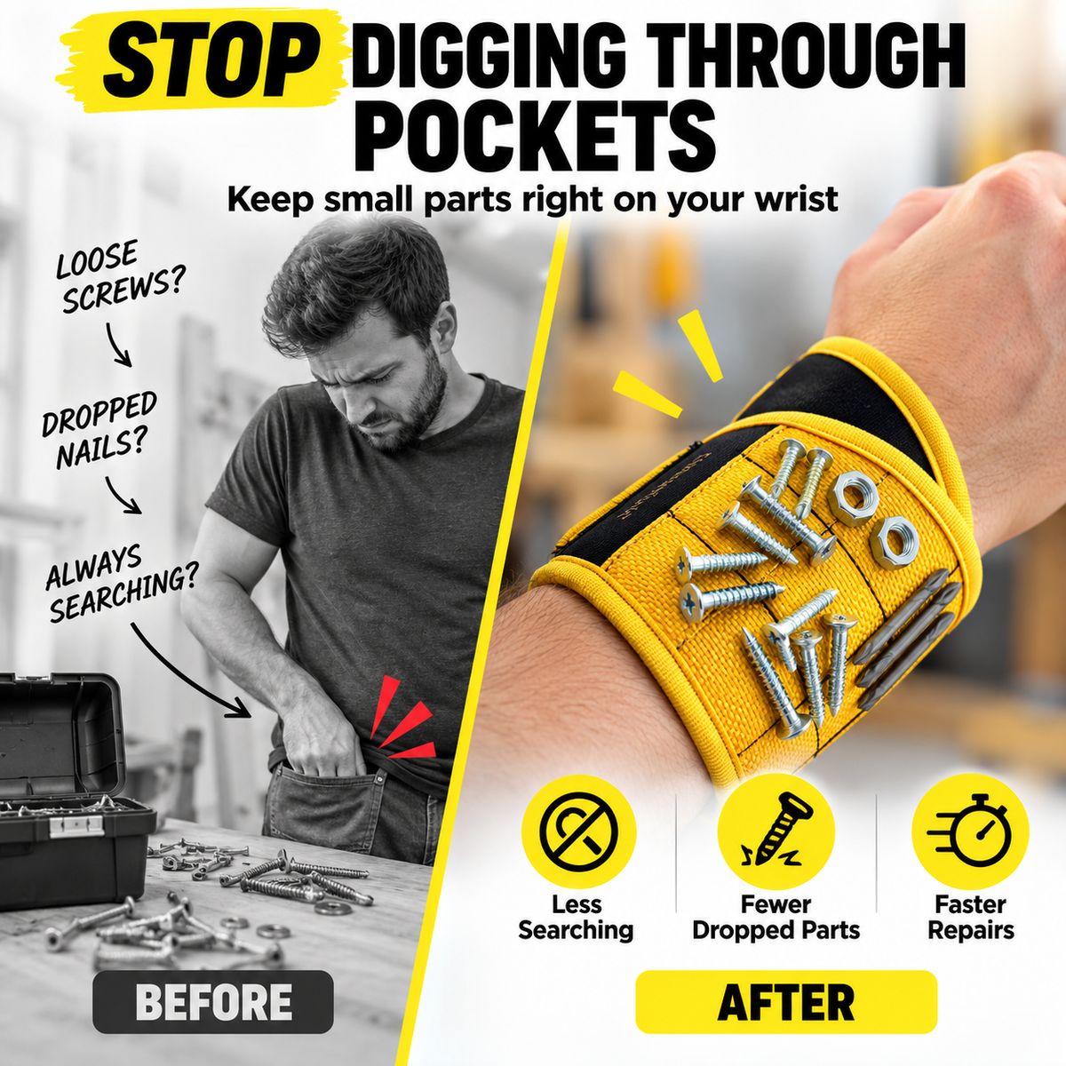 🧲 Magnetic Wristband Tool Holder – Hands-Free DIY Helper