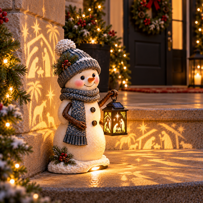 🎉⛄ Last Day 49% Snowman Nativity Glow™ – Solar Christmas Step Light with Holy Family Projection🎉