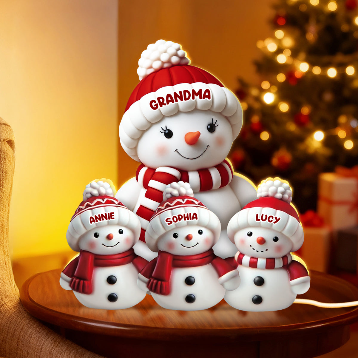 Snowman Family Light Box - Christmas Decor For Family, Grandma, Grandpa