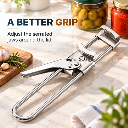 🍾 Adjustable Stainless Steel Jar & Bottle Opener – Multi-Size Grip for Tight Lids & Caps ✨