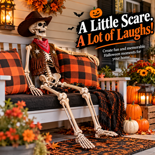 🔥 Halloween Skeleton Decoration – Spooky & Funny Porch Display