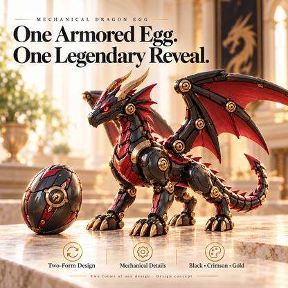 🔥🐉 Final Day – 49% OFF! DragonMorph Mechanical Dragon Egg – Unleash the Black & Crimson Winged Dragon! 🥚⚙️✨