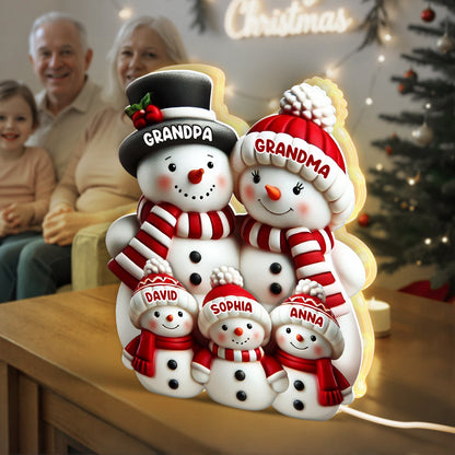 Snowman Family Light Box - Christmas Decor For Family, Grandma, Grandpa