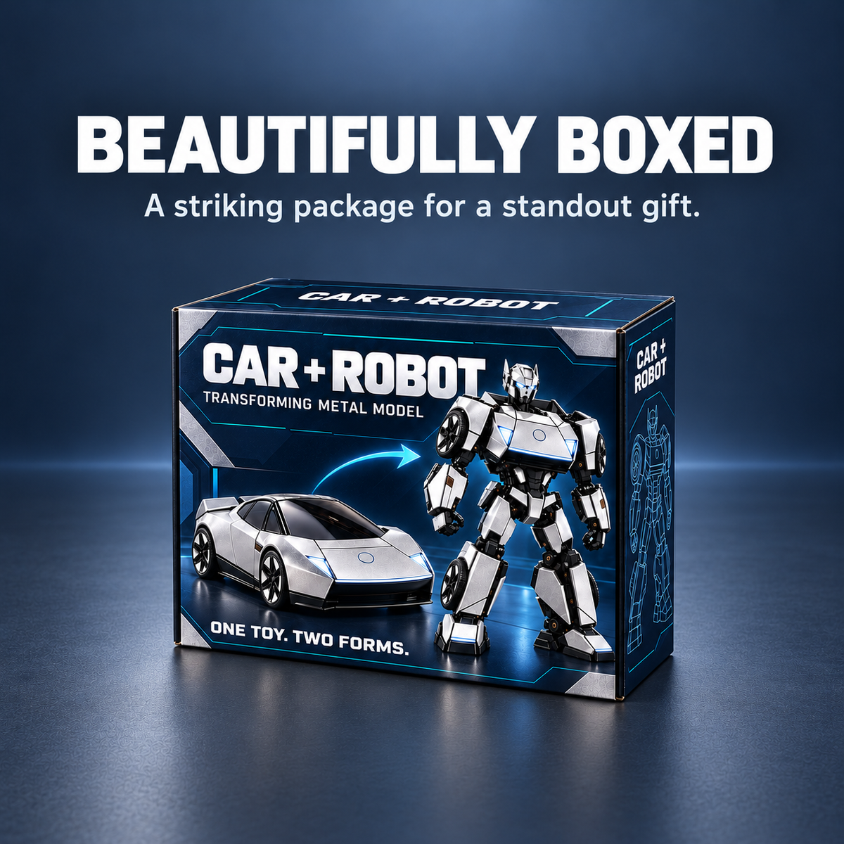 🏎️🤖 2-in-1 Transforming Sports Car – Silver Robot Mecha Toy ⚡