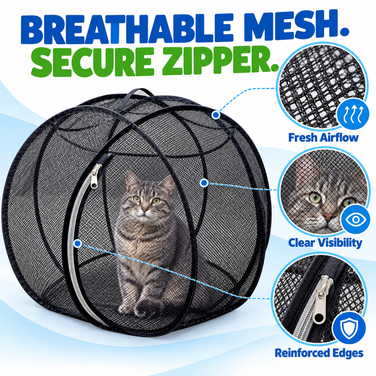 🎉🐱🌿 FreshAir Cat Haven™ – Pop-Up Mesh Playpen🎉